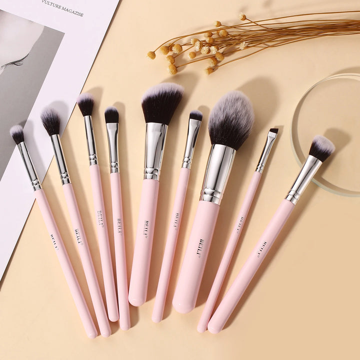 BEILI Makeup Brushes Set with Case Prefessional Foundation Powder Eyeshadow Cosmet Brush kit Pink Make Up Instruments Holder