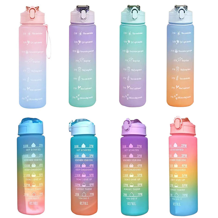 Water Bottle Motivational Sports Mugs Leakproof Bottles Drinking Outdoor Travel Gym Fitness Jugs For Kitchen Cup with Straw New