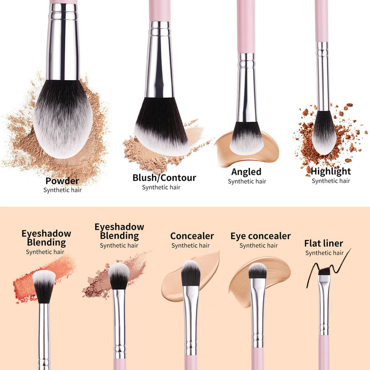 BEILI Makeup Brushes Set with Case Prefessional Foundation Powder Eyeshadow Cosmet Brush kit Pink Make Up Instruments Holder