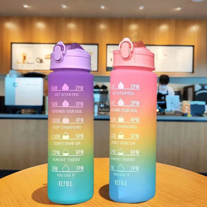 Water Bottle Motivational Sports Mugs Leakproof Bottles Drinking Outdoor Travel Gym Fitness Jugs For Kitchen Cup with Straw New