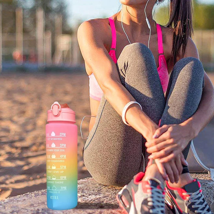 Water Bottle Motivational Sports Mugs Leakproof Bottles Drinking Outdoor Travel Gym Fitness Jugs For Kitchen Cup with Straw New