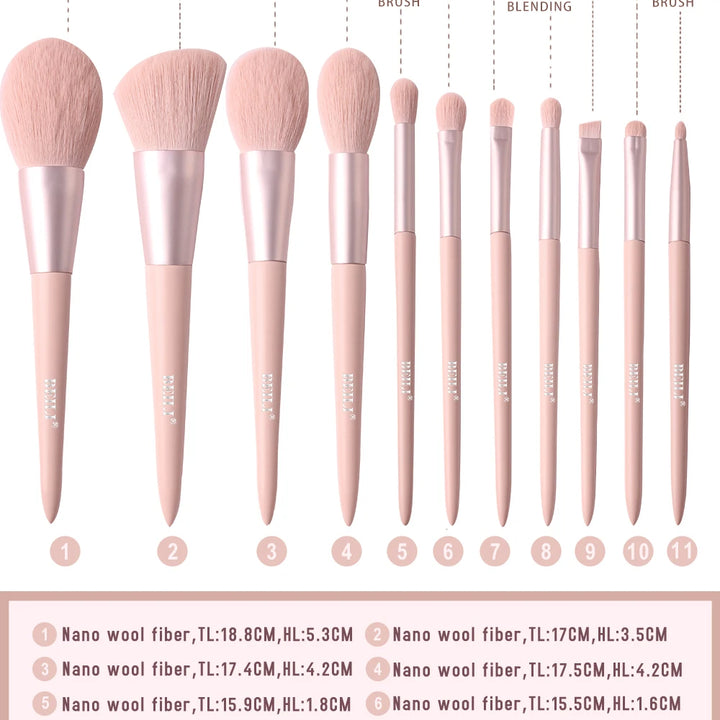 BEILI Makeup Brushes Set with Case Prefessional Foundation Powder Eyeshadow Cosmet Brush kit Pink Make Up Instruments Holder