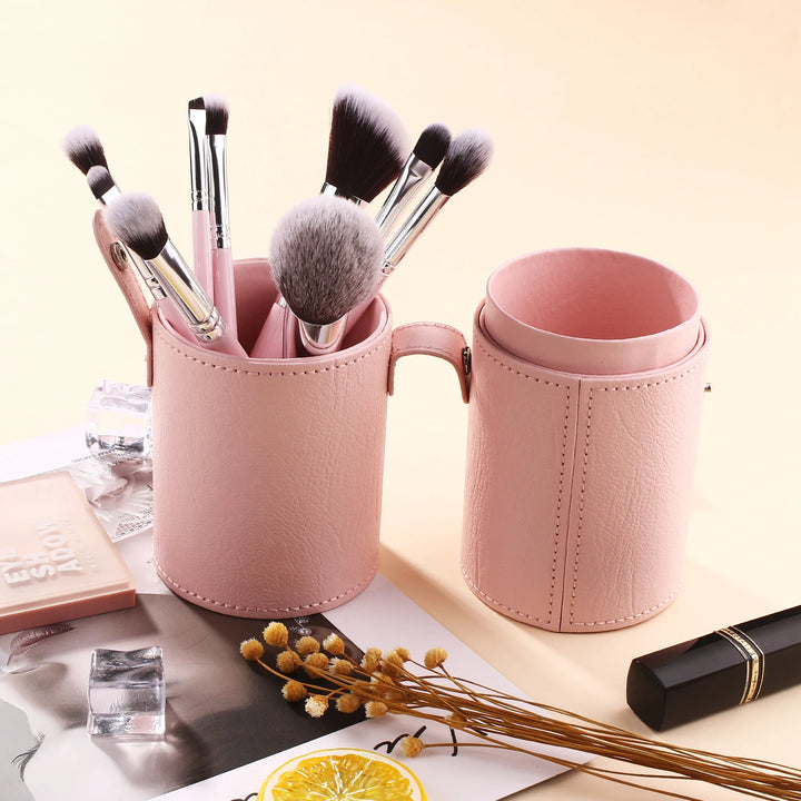 BEILI Makeup Brushes Set with Case Prefessional Foundation Powder Eyeshadow Cosmet Brush kit Pink Make Up Instruments Holder